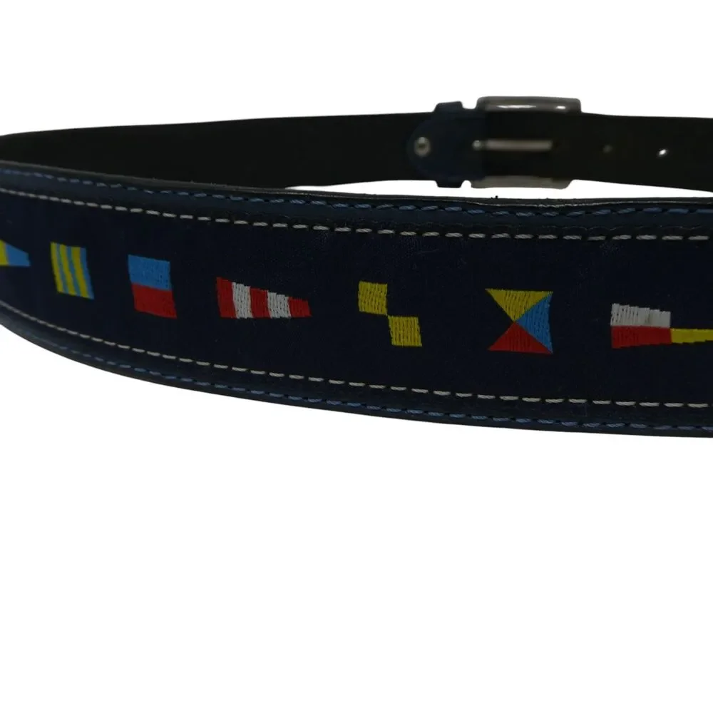 Valentino VIP Blue Nautical Code Flag Belt Mens 42‎